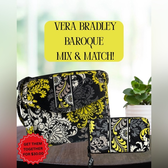 Vera Bradley Baroque Bundle - Tech Bag & Zip around Wallet - Like New - Picture 1 of 1